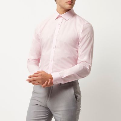 Pink formal poplin slim fit shirt
